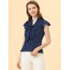 imageAllegra K Womens Polka Dots Tie Neck Blouse Summer Ruffled Cap Sleeve Office TopDark Blue