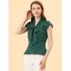 imageAllegra K Womens Polka Dots Tie Neck Blouse Summer Ruffled Cap Sleeve Office TopDark Green