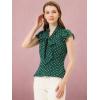 imageAllegra K Womens Polka Dots Tie Neck Blouse Summer Ruffled Cap Sleeve Office TopDark Green
