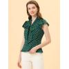 imageAllegra K Womens Polka Dots Tie Neck Blouse Summer Ruffled Cap Sleeve Office TopDark Green