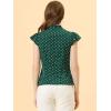 imageAllegra K Womens Polka Dots Tie Neck Blouse Summer Ruffled Cap Sleeve Office TopDark Green