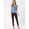 imageAllegra K Womens Polka Dots Tie Neck Blouse Summer Ruffled Cap Sleeve Office TopGrey Blue