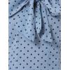 imageAllegra K Womens Polka Dots Tie Neck Blouse Summer Ruffled Cap Sleeve Office TopGrey Blue