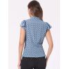imageAllegra K Womens Polka Dots Tie Neck Blouse Summer Ruffled Cap Sleeve Office TopGrey Blue