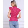 imageAllegra K Womens Polka Dots Tie Neck Blouse Summer Ruffled Cap Sleeve Office TopHot Pink