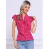 imageAllegra K Womens Polka Dots Tie Neck Blouse Summer Ruffled Cap Sleeve Office TopHot Pink