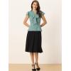 imageAllegra K Womens Polka Dots Tie Neck Blouse Summer Ruffled Cap Sleeve Office TopLight Green