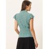 imageAllegra K Womens Polka Dots Tie Neck Blouse Summer Ruffled Cap Sleeve Office TopLight Green