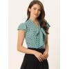 imageAllegra K Womens Polka Dots Tie Neck Blouse Summer Ruffled Cap Sleeve Office TopLight Green