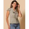 imageAllegra K Womens Polka Dots Tie Neck Blouse Summer Ruffled Cap Sleeve Office TopLight Khaki