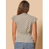 imageAllegra K Womens Polka Dots Tie Neck Blouse Summer Ruffled Cap Sleeve Office TopLight Khaki