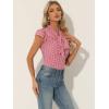 imageAllegra K Womens Polka Dots Tie Neck Blouse Summer Ruffled Cap Sleeve Office TopPink