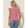 imageAllegra K Womens Polka Dots Tie Neck Blouse Summer Ruffled Cap Sleeve Office TopPink