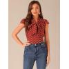 imageAllegra K Womens Polka Dots Tie Neck Blouse Summer Ruffled Cap Sleeve Office TopRed