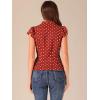 imageAllegra K Womens Polka Dots Tie Neck Blouse Summer Ruffled Cap Sleeve Office TopRed