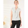 imageAllegra K Womens Polka Dots Tie Neck Blouse Summer Ruffled Cap Sleeve Office TopWhite