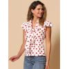 imageAllegra K Womens Polka Dots Tie Neck Blouse Summer Ruffled Cap Sleeve Office TopWhite Red