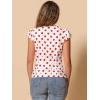 imageAllegra K Womens Polka Dots Tie Neck Blouse Summer Ruffled Cap Sleeve Office TopWhite Red