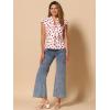 imageAllegra K Womens Polka Dots Tie Neck Blouse Summer Ruffled Cap Sleeve Office TopWhite Red