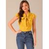 imageAllegra K Womens Polka Dots Tie Neck Blouse Summer Ruffled Cap Sleeve Office TopYellow