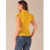 imageAllegra K Womens Polka Dots Tie Neck Blouse Summer Ruffled Cap Sleeve Office TopYellow