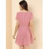 imageAllegra K Womens Printed Dress Summer 2025 Casual Square Neck Short Sleeve Fit and Flare Dresses Small PinkHeart