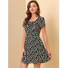 imageAllegra K Womens Printed Dress Summer 2025 Casual Square Neck Short Sleeve Fit and Flare DressesBlack Pinkfloral