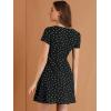 imageAllegra K Womens Printed Dress Summer 2025 Casual Square Neck Short Sleeve Fit and Flare DressesBlackheart