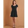 imageAllegra K Womens Printed Dress Summer 2025 Casual Square Neck Short Sleeve Fit and Flare DressesBlackheart