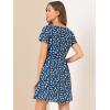 imageAllegra K Womens Printed Dress Summer 2025 Casual Square Neck Short Sleeve Fit and Flare DressesBluefloral