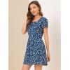 imageAllegra K Womens Printed Dress Summer 2025 Casual Square Neck Short Sleeve Fit and Flare DressesBluefloral