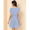 imageAllegra K Womens Printed Dress Summer 2025 Casual Square Neck Short Sleeve Fit and Flare DressesBlueheart