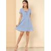 imageAllegra K Womens Printed Dress Summer 2025 Casual Square Neck Short Sleeve Fit and Flare DressesBlueheart