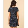 imageAllegra K Womens Printed Dress Summer 2025 Casual Square Neck Short Sleeve Fit and Flare DressesBluestars