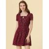 imageAllegra K Womens Printed Dress Summer 2025 Casual Square Neck Short Sleeve Fit and Flare DressesBurgundystars