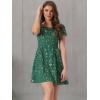 imageAllegra K Womens Printed Dress Summer 2025 Casual Square Neck Short Sleeve Fit and Flare DressesDark Greenfloral