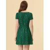 imageAllegra K Womens Printed Dress Summer 2025 Casual Square Neck Short Sleeve Fit and Flare DressesDark Greenstars