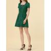 imageAllegra K Womens Printed Dress Summer 2025 Casual Square Neck Short Sleeve Fit and Flare DressesDark Greenstars