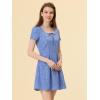 imageAllegra K Womens Printed Dress Summer 2025 Casual Square Neck Short Sleeve Fit and Flare DressesGray Bluestars