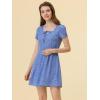 imageAllegra K Womens Printed Dress Summer 2025 Casual Square Neck Short Sleeve Fit and Flare DressesGray Bluestars