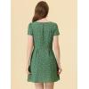 imageAllegra K Womens Printed Dress Summer 2025 Casual Square Neck Short Sleeve Fit and Flare DressesGreenheart