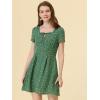 imageAllegra K Womens Printed Dress Summer 2025 Casual Square Neck Short Sleeve Fit and Flare DressesGreenheart