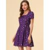 imageAllegra K Womens Printed Dress Summer 2025 Casual Square Neck Short Sleeve Fit and Flare DressesPurplestars