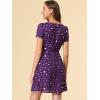 imageAllegra K Womens Printed Dress Summer 2025 Casual Square Neck Short Sleeve Fit and Flare DressesPurplestars