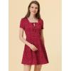 imageAllegra K Womens Printed Dress Summer 2025 Casual Square Neck Short Sleeve Fit and Flare DressesReddotted