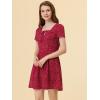 imageAllegra K Womens Printed Dress Summer 2025 Casual Square Neck Short Sleeve Fit and Flare DressesReddotted