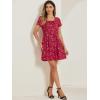 imageAllegra K Womens Printed Dress Summer 2025 Casual Square Neck Short Sleeve Fit and Flare DressesRedfloral