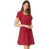 imageAllegra K Womens Printed Dress Summer 2025 Casual Square Neck Short Sleeve Fit and Flare DressesRedheart