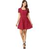 imageAllegra K Womens Printed Dress Summer 2025 Casual Square Neck Short Sleeve Fit and Flare DressesRedheart