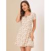 imageAllegra K Womens Printed Dress Summer 2025 Casual Square Neck Short Sleeve Fit and Flare DressesWhitefloral